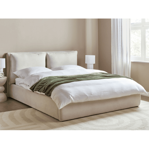Cama baú Tecido BAJONNA 160 x 200 cm Creme claro