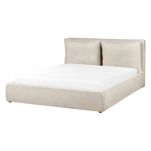 Cama baú Tecido BAJONNA 160 x 200 cm Creme claro