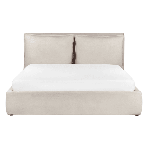 Cama baú Tecido BAJONNA 160 x 200 cm Creme claro