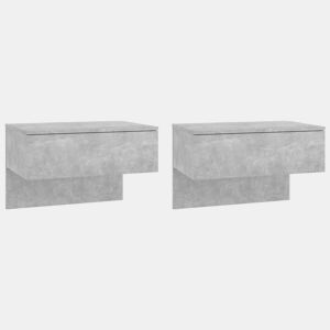 vidaXL Mesas de cabeceira montagem na parede 2 pcs cinzento cimento