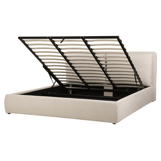 Cama baú Tecido BAJONNA 180 x 200 cm Creme claro
