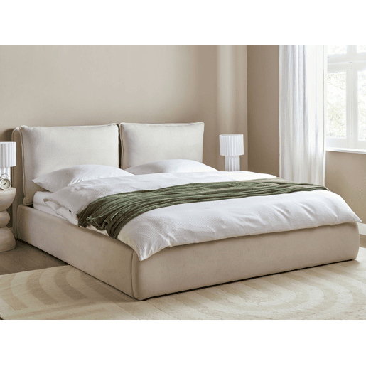 Cama baú Tecido BAJONNA 180 x 200 cm Creme claro