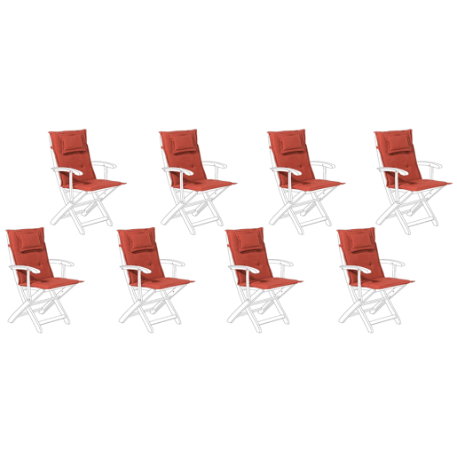 Conjunto de 8 almofadas de encostoassento MAUI 40 x 54 cm Vermelho escuro