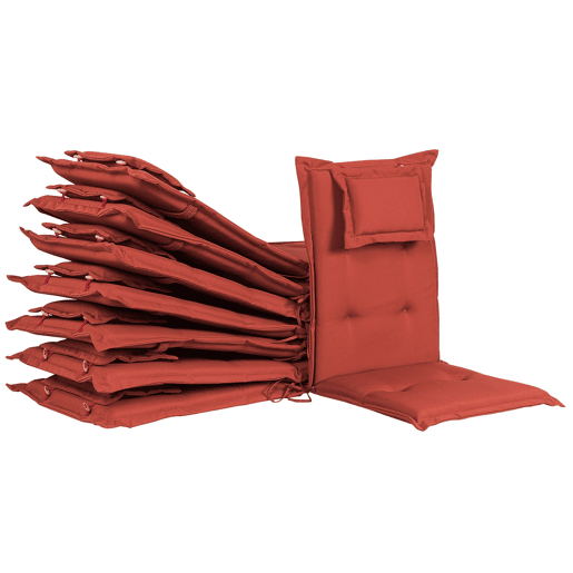Conjunto de 8 almofadas de encostoassento MAUI 40 x 54 cm Vermelho escuro