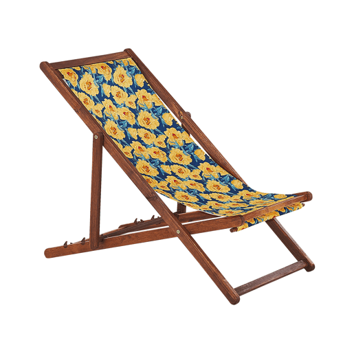 Conjunto de 2 cadeiras de praia dobráveis ANZIO com tecidos de substituição Motivo floral Madeira de acácia Castanho escuro