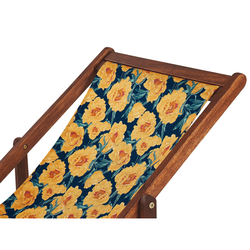 Conjunto de 2 cadeiras de praia dobráveis ANZIO com tecidos de substituição Motivo floral Madeira de acácia Castanho escuro