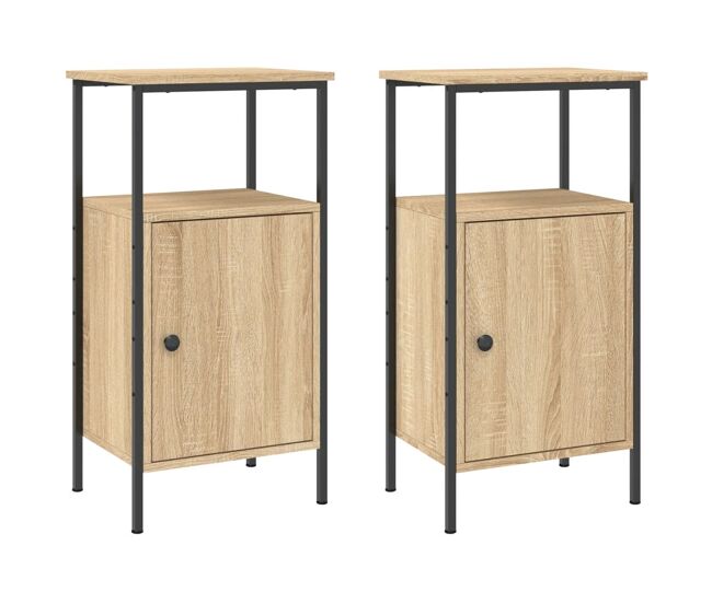 Vidaxl mesitas noche 2 uds madera ingeniería roble sonoma 41x31x80 cm