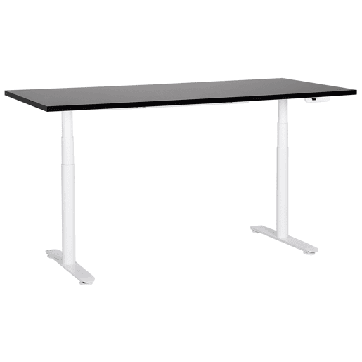 Secretária de pé ajustável eletricamente DESTINAS PretoBranco 180 cm 80 cm