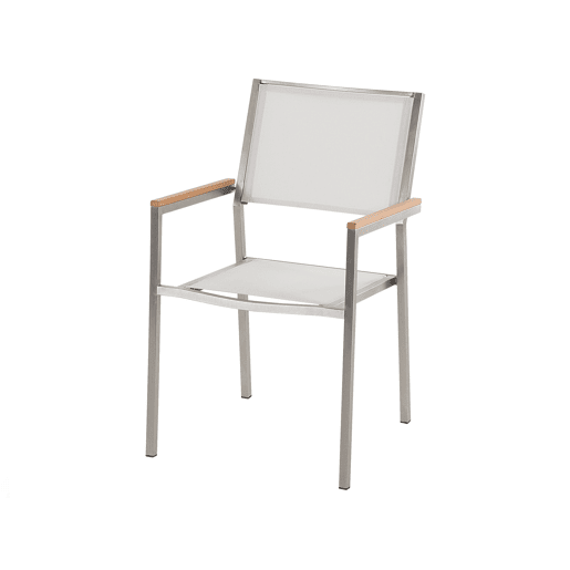 Conjunto de refeições de jardim 6 lugares GROSSETO Placa tripla Granito Polido CinzentoBranco