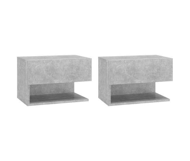 Vidaxl mesitas de noche de pared 2 unidades color gris hormigón