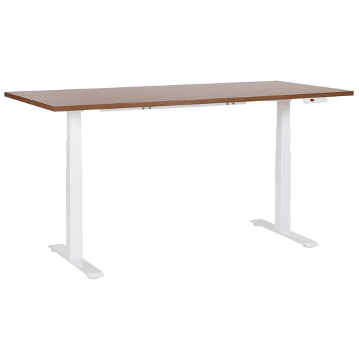 Secretária de pé ajustável eletricamente DESTINES CastanhoBranco 180 cm 80 cm