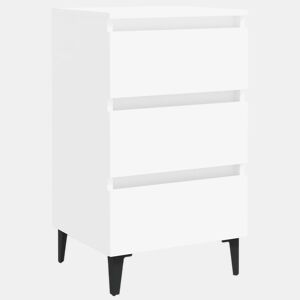 vidaXL Mesa de cabeceira c pernas em metal 40x35x69 cm branco