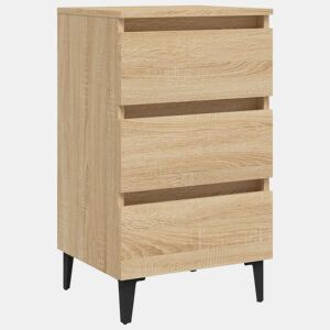 vidaXL Mesa de cabeceira c pernas de metal 40x35x69cm carvalho sonoma