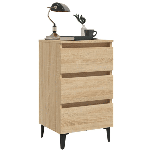 vidaXL Mesa de cabeceira c pernas de metal 40x35x69cm carvalho sonoma vidaXL Mesa de cabeceira c pernas de metal 40x35x69cm carvalho sonoma