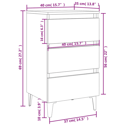 vidaXL Mesa de cabeceira c pernas de metal 40x35x69cm carvalho sonoma vidaXL Mesa de cabeceira c pernas de metal 40x35x69cm carvalho sonoma
