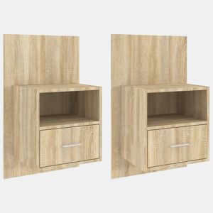 vidaXL Mesas de cabeceira montagem na parede 2 pcs cor carvalho sonoma
