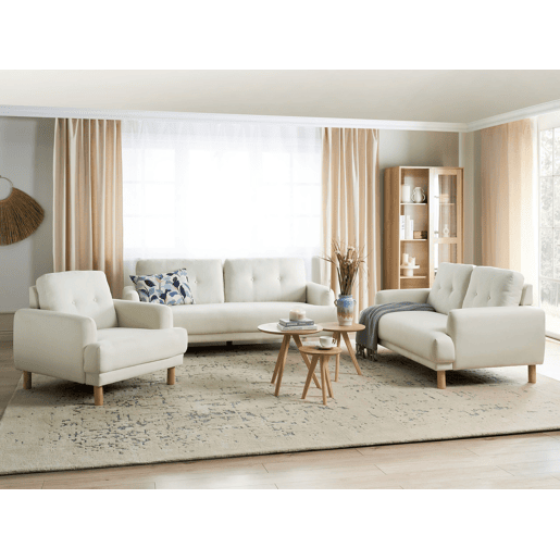 Sofá TUVE Tecido Branco creme 3 lugares Sofá TUVE Tecido Branco creme 3 lugares