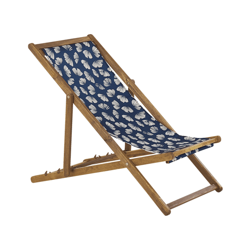 Conjunto de 2 cadeiras de praia dobráveis ANZIO com tecidos de substituição Motivo floral Madeira de acácia Castanho claro