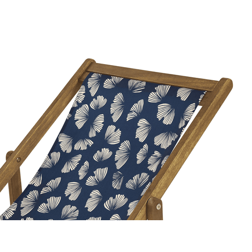 Conjunto de 2 cadeiras de praia dobráveis ANZIO com tecidos de substituição Motivo floral Madeira de acácia Castanho claro