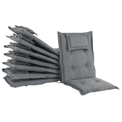 Conjunto de 8 almofadas de encostoassento MAUI 40 x 54 cm Cinzento