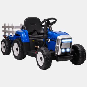 HOMCOM Trator Elétrico com Reboque Amovível Carro Elétrico para Crianças 3-6 Anos com Controlo Remoto Música MP3 Luzes e Cinto de Segurança 136,5x50x52,5 cm Azul