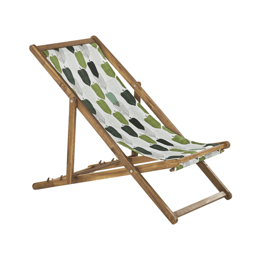 Conjunto de 2 cadeiras de praia dobráveis ANZIO com tecidos de substituição Motivo floral Madeira de acácia Castanho claro