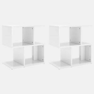 vidaXL Mesas de cabeceira 2pcs derivados de madeira branco brilhante