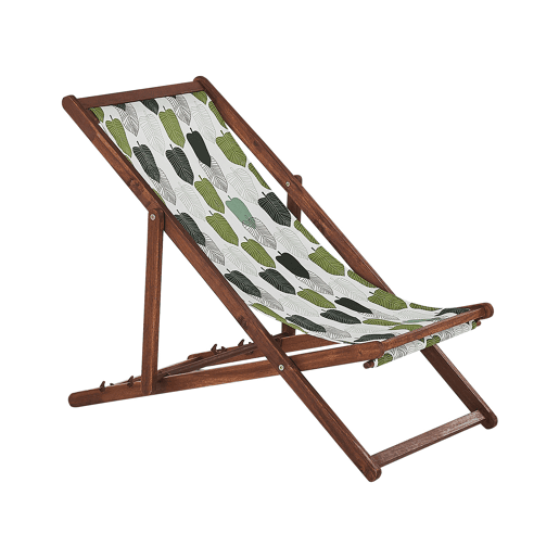 Conjunto de 2 cadeiras de praia dobráveis ANZIO com tecidos de substituição Motivo floral Madeira de acácia Castanho escuro