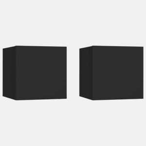 vidaXL Mesas de cabeceira 2 pcs 30,5x30x30 cm derivados madeira preto