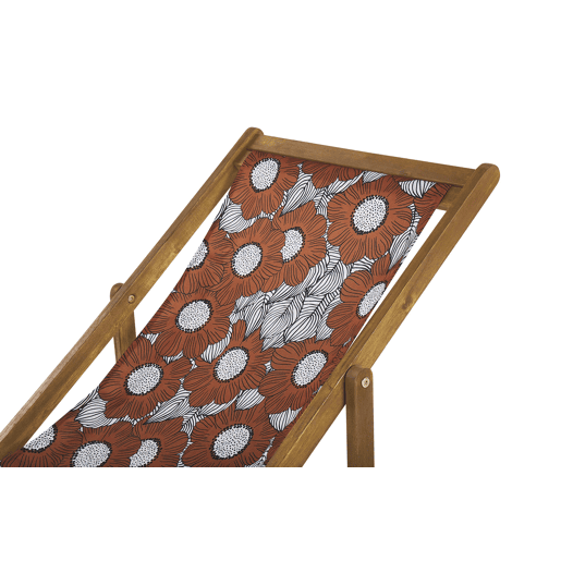 Conjunto de 2 cadeiras de praia dobráveis ANZIO com tecidos de substituição Motivo floral Madeira de acácia Castanho claro