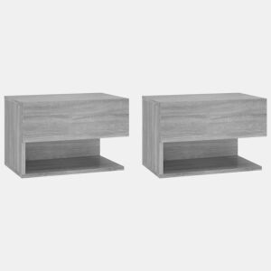 vidaXL Mesas de cabeceira montagem na parede 2 pcs cinzento sonoma