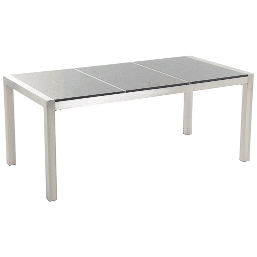 Conjunto de refeições de jardim 6 lugares GROSSETO Placa tripla Granito Polido CinzentoCreme
