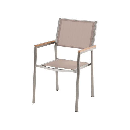 Conjunto de refeições de jardim 6 lugares GROSSETO Placa tripla Granito Polido CinzentoCreme