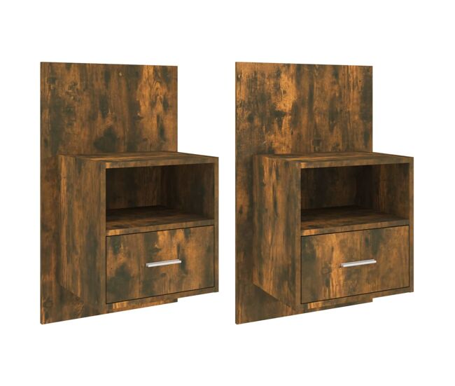 Vidaxl mesita de noche de pared 2 unidades color roble ahumado