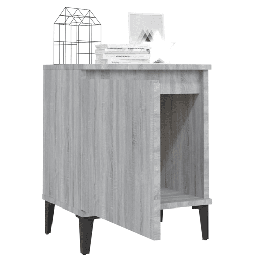 vidaXL Mesa de cabeceira c pernas em metal 40x30x50 cm sonoma cinza