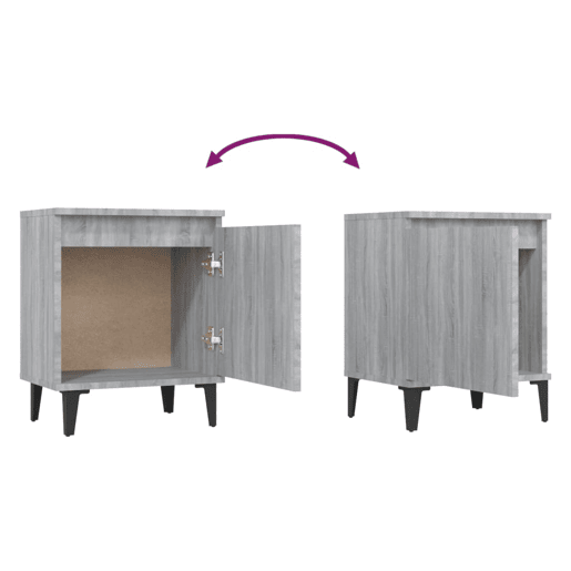 vidaXL Mesa de cabeceira c pernas em metal 40x30x50 cm sonoma cinza