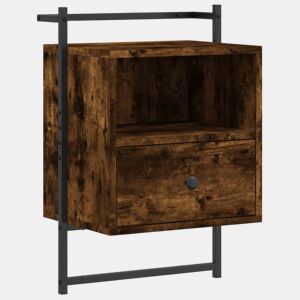 vidaXL Mesa cabeceira parede 40x30x61cm deriv. madeira carvalho fumado