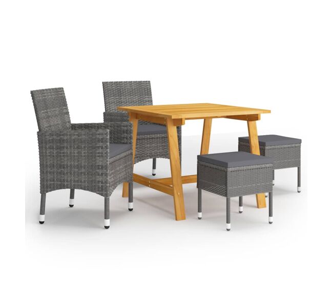 Juego de comedor de jardin de 5 piezas gris