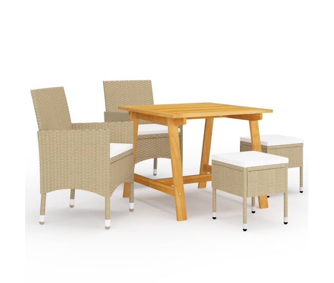 Juego de comedor de jardin de 5 piezas beige