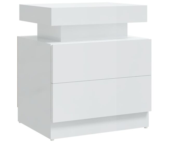 Vidaxl mesita de noche madera de ingeniería blanco brillo 45x35x52 cm