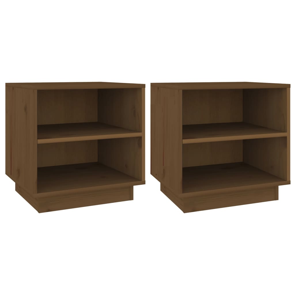 Vidaxl mesitas de noche 2 uds madera de pino marrón miel 40x34x40 cm