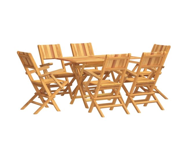 Juego de comedor de jardin 7 piezas madera maciza de teca