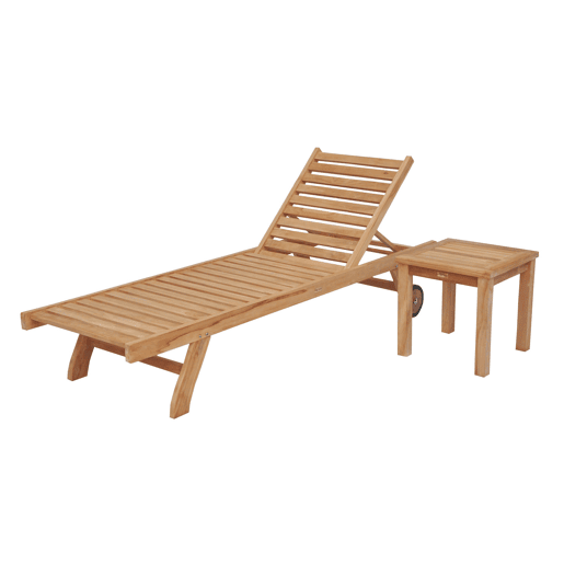 Juego de solarium recto de teca con mesa auxiliar JAVA