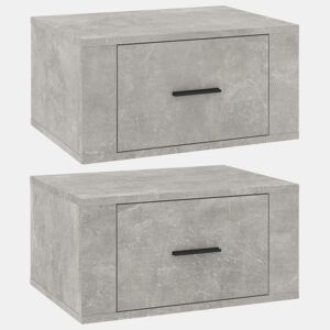 vidaXL Mesas de cabeceira de parede 2 pcs 50x36x25 cm cinzento cimento