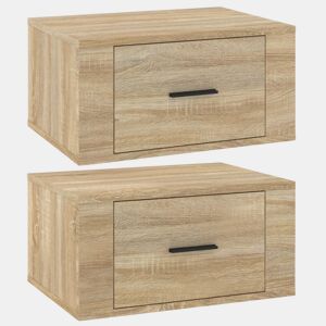 vidaXL Mesas de cabeceira parede 2 pcs 50x36x25 cm cor carvalho sonoma