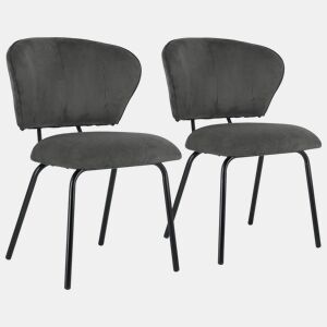 Lote de 2 sillas de terciopelo gris oscuro NILSA