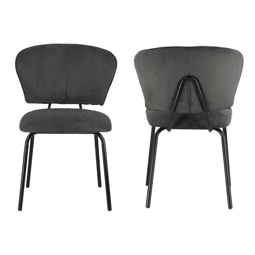Lote de 2 sillas de terciopelo gris oscuro NILSA