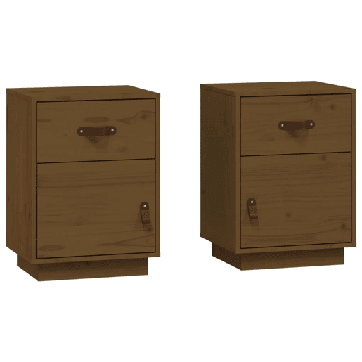 vidaXL Mesas de cabeceira 2 pcs 40x34x55 cm pinho maciço castanho mel