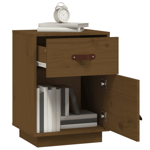 vidaXL Mesas de cabeceira 2 pcs 40x34x55 cm pinho maciço castanho mel