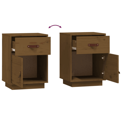 vidaXL Mesas de cabeceira 2 pcs 40x34x55 cm pinho maciço castanho mel